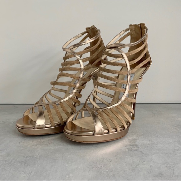 Jimmy Choo, Virginia Gold Metallic Heel - Picture 14 of 15
